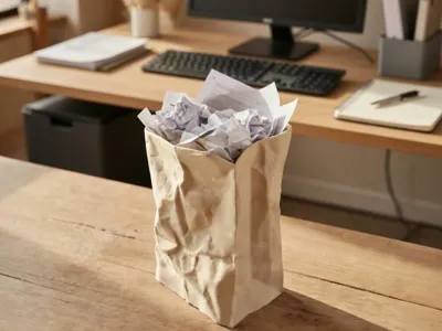 Paper Bag Trash Bin or Vase - Minimalist Design