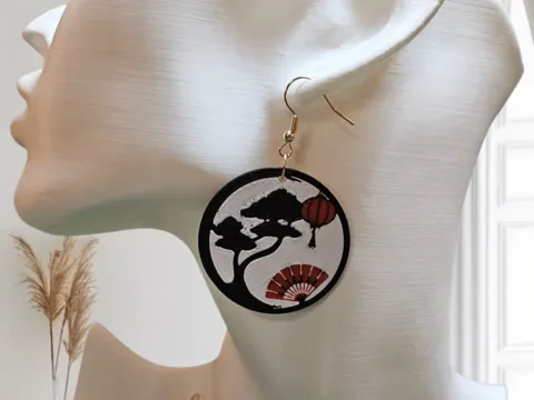 boucle d oreille décor chinois