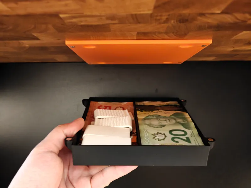Hidden Under-Desk Storage Box for Valuables