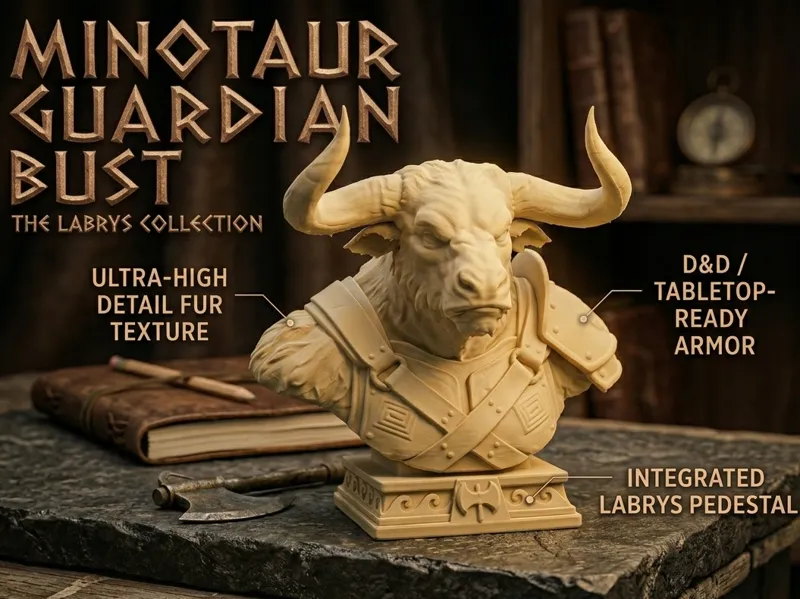 The Ancient Minotaur Guardian - Heroic Bust