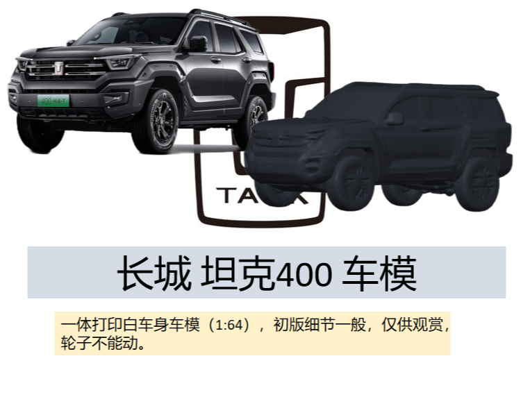 长城汽车 坦克400 车模1:64比例小巧可爱，带支撑20多克