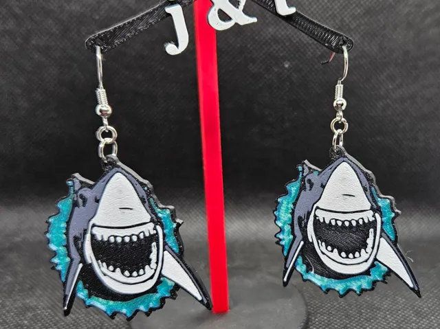 Shark breaking the water earrings