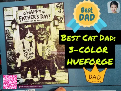 Best Cat Dad: 3-Color Hueforge Father's Day Card