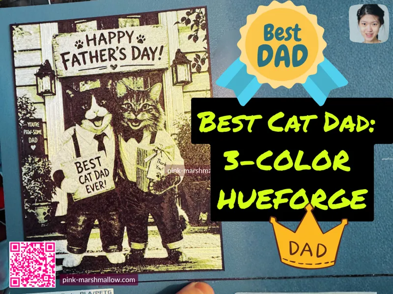 Best Cat Dad: 3-Color Hueforge Father's Day Card