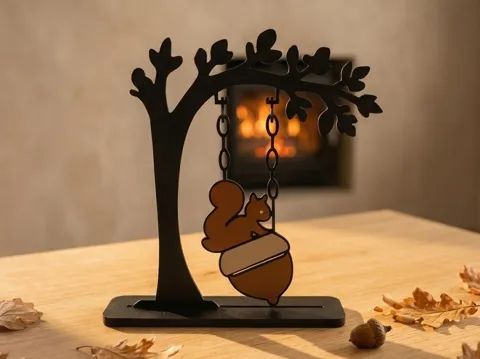 Estante o repisa: Autumn Squirrel Swing Decoration — referencia de MakerWorld