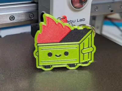 Dumpsterfire keychain