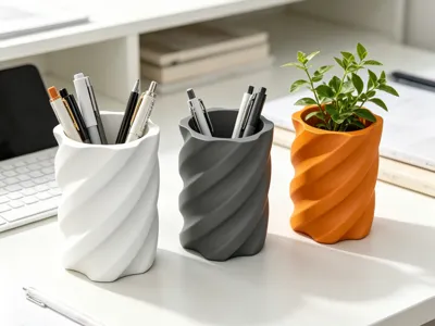 Simple Modern Pen Holder + Green Plant Pot Dual-Use