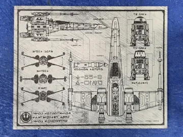 Letrero o emblema decorativo: Rebel X-Wing Starfighter Technical Blueprint — vista de referencia 3