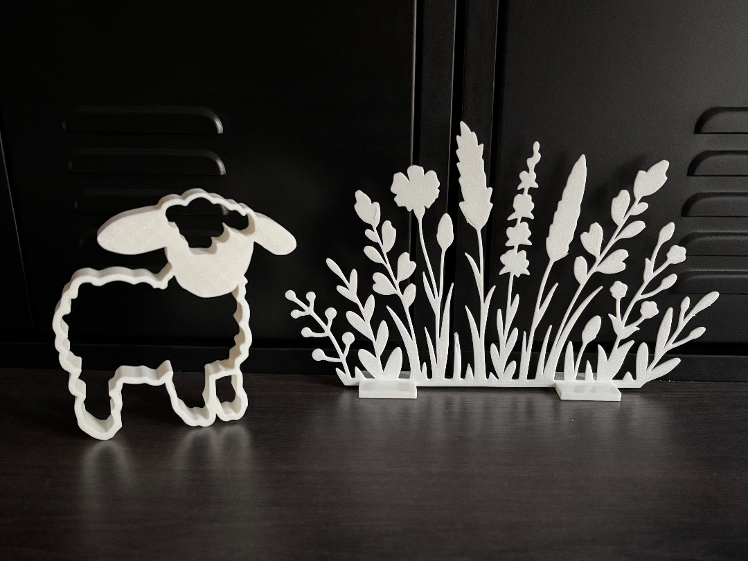 Easter floral scene and minimalist sheep
