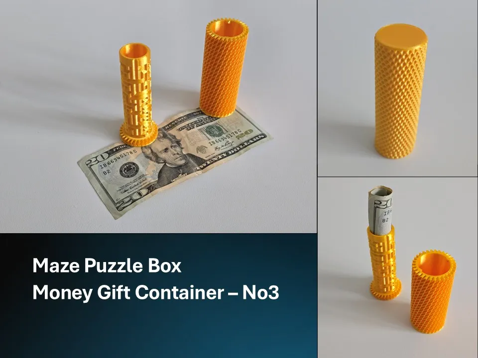 Maze Puzzle Box - Money Gift Container 3 - Free 3D Print Model - MakerWorld
