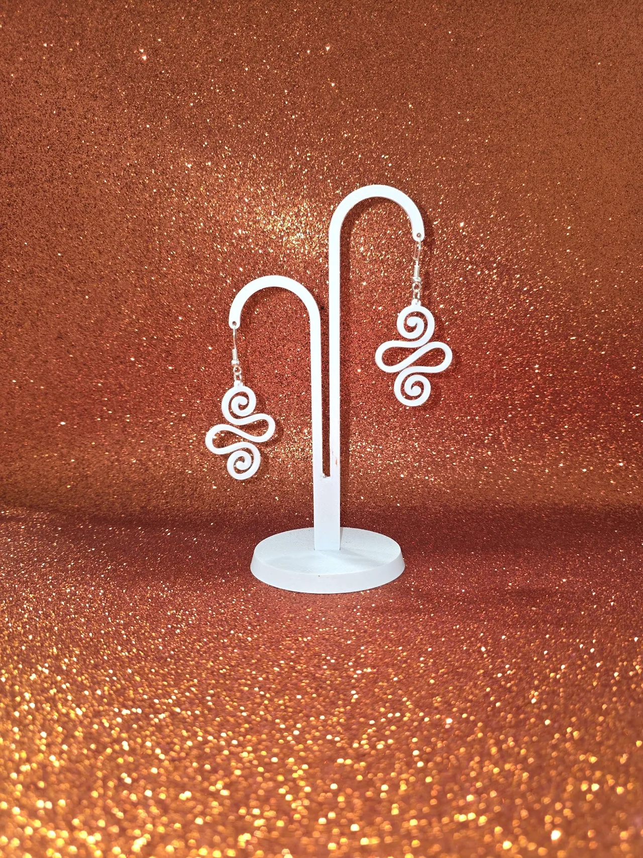 Abstract spiral earrings view 3