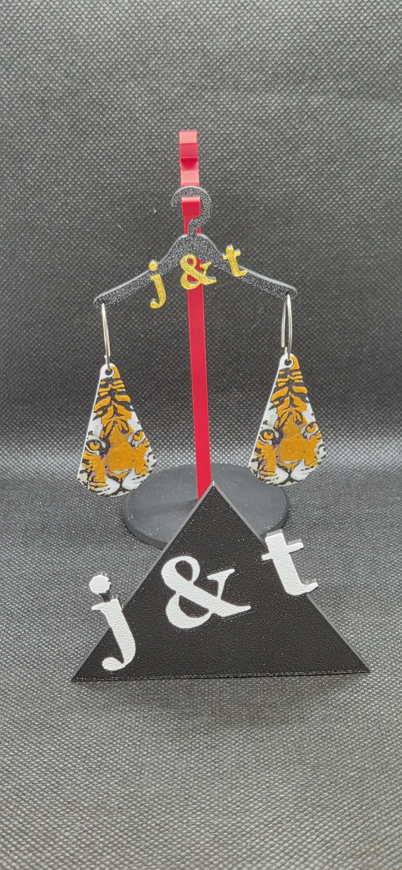 Teardrop Tiger Face earrings view 2