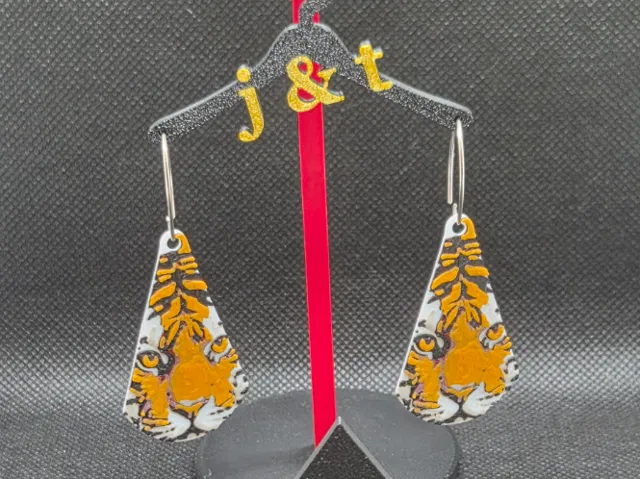 Teardrop Tiger Face earrings