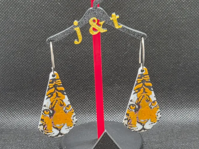 Teardrop Tiger Face earrings