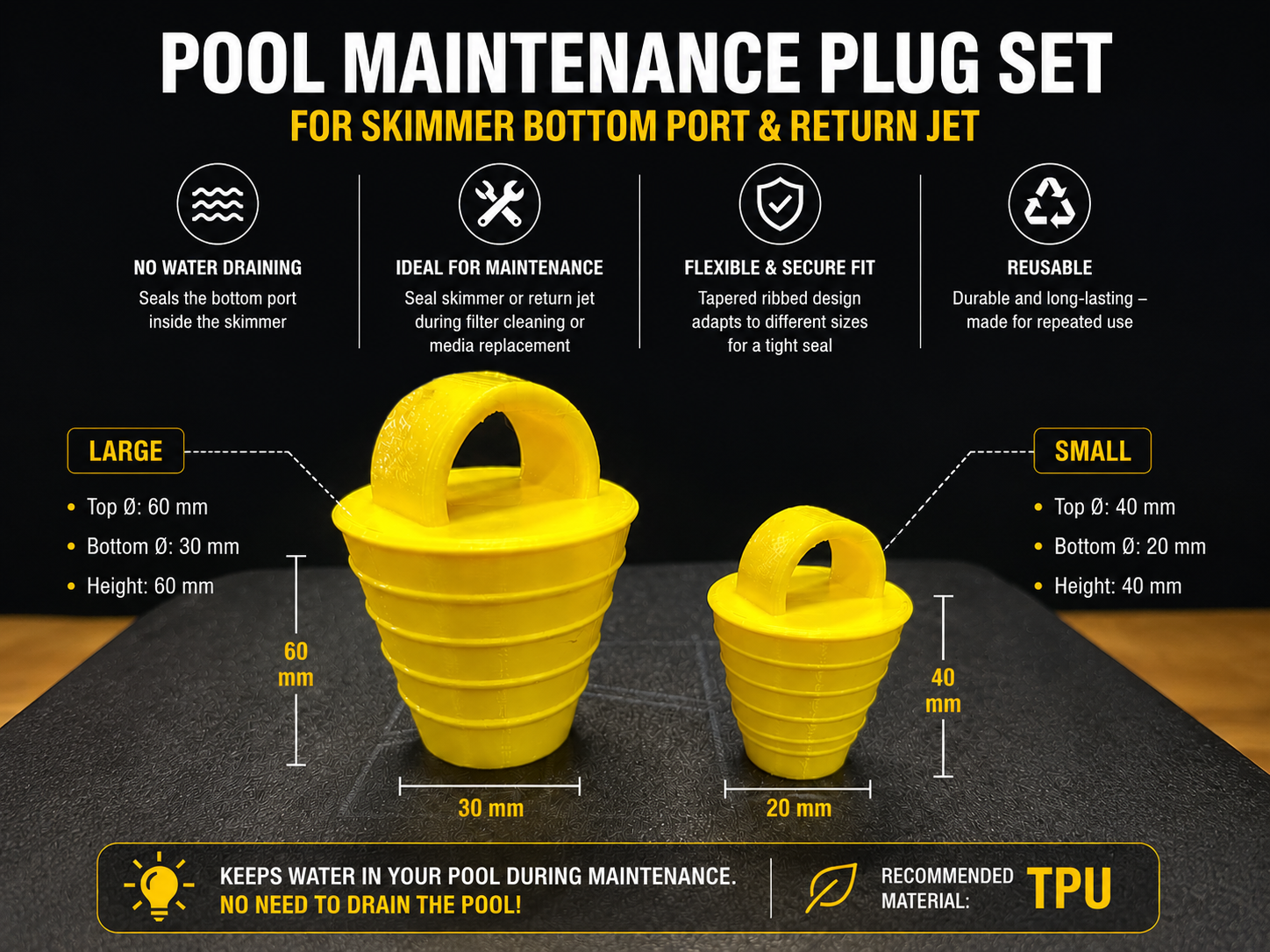 Pool Maintenance Plug Set