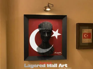 Atatürk Layered Wall Art - Turkish flag version