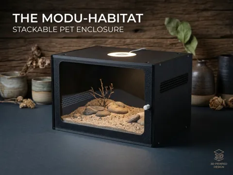 Letrero o emblema decorativo: ModuTerra Stackable Mini Terrarium for Small Pets — referencia de MakerWorld