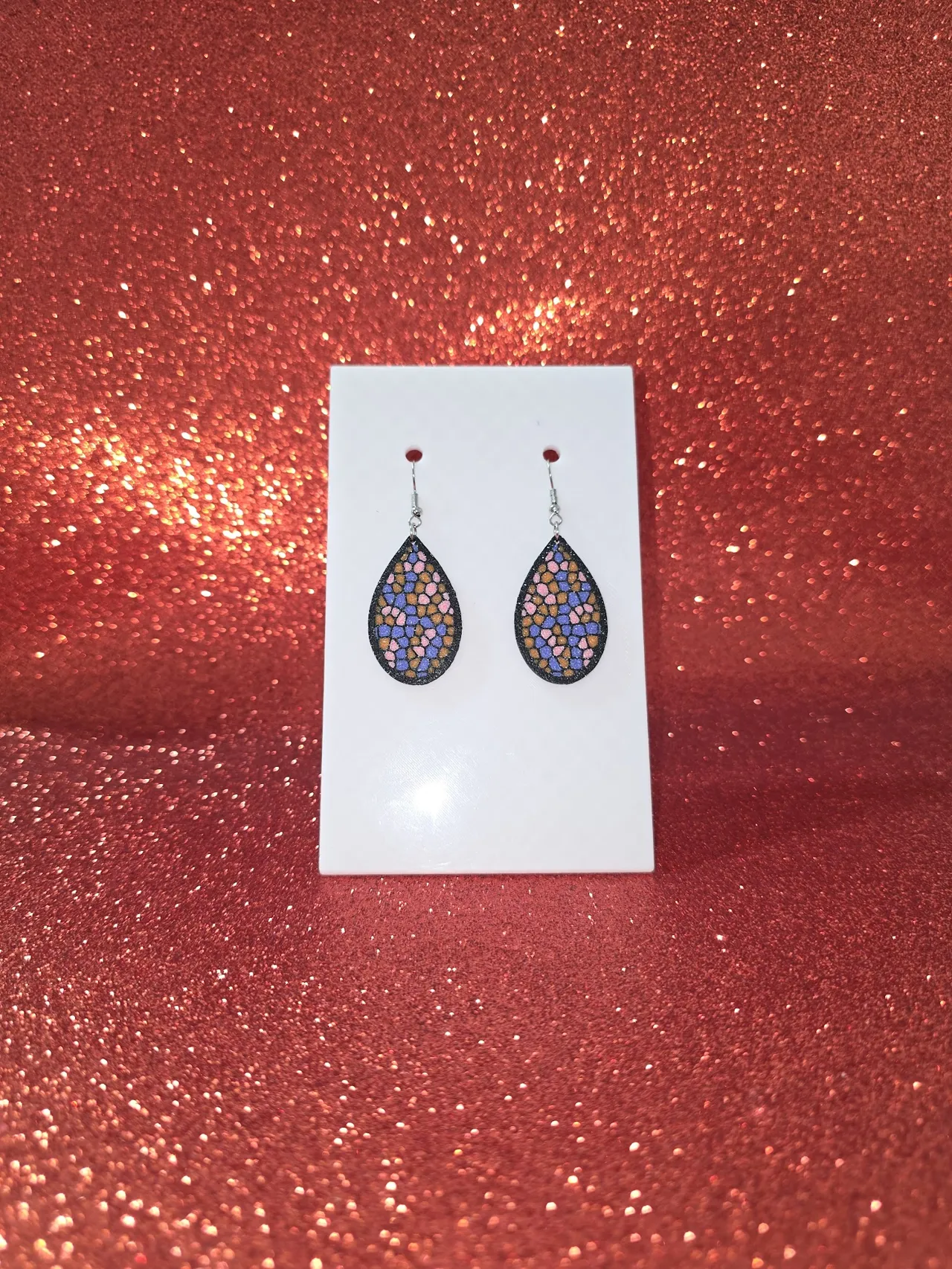 Colored glass drop earrings view 2
