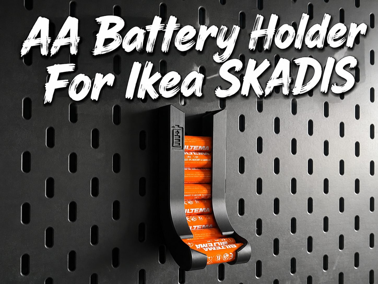 AA - Battery Holder For Ikea SKADIS 3D model