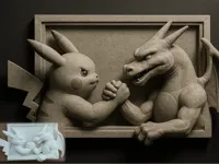 Bas-relief Pikachu contre Dracaufeu — photo 1