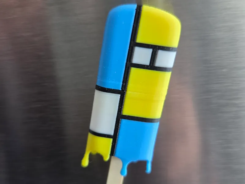 Mondrian style melting popsicle magnet art