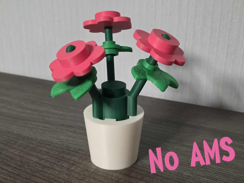 Brick Style - Classic Flowers with leaves and pot