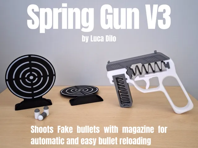Spring Gun V3 - Shoots fake bullets with magazine