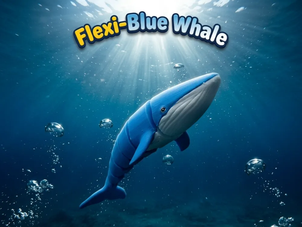 Objeto manipulable: Flexi-Blue Whale – Fidget Toy - Print-in-Place. Referencia del modelo original.