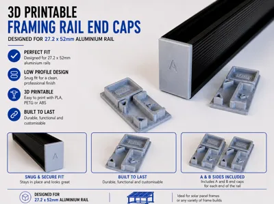 S3D 27x52mm Aluminium Rail End Caps / Covers