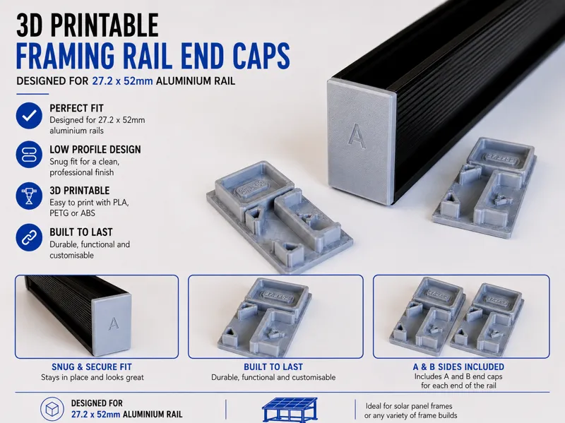 S3D 27x52mm Aluminium Rail End Caps / Covers