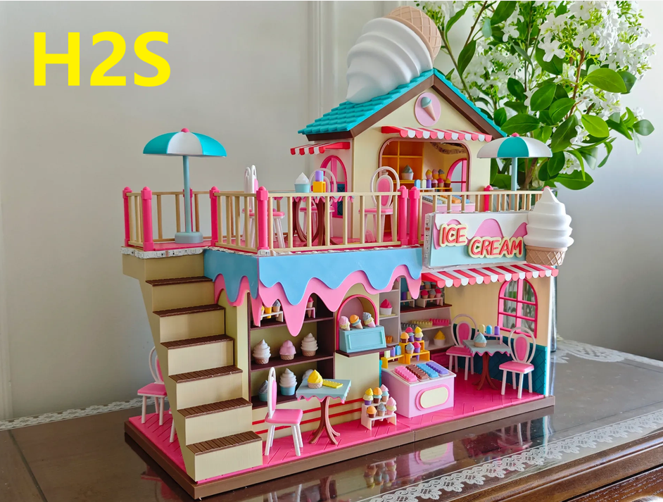 Miniatura 1 do modelo 3D 甜炸啦~多巴胺甜品站 甜度超标的冰激凌甜品小屋 娃娃屋 甜筒 带灯带氛围光 二层露台建筑 细节丰富 