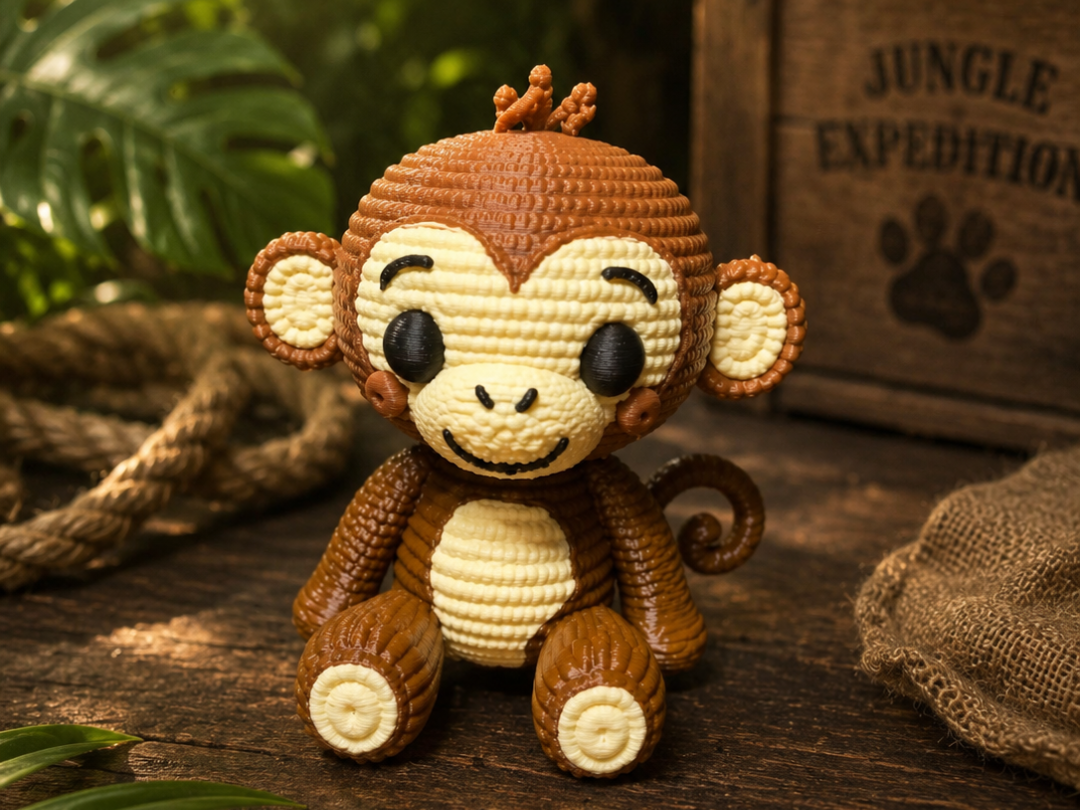 Cute Knitted Sitting Monkey- Monkey Figurine