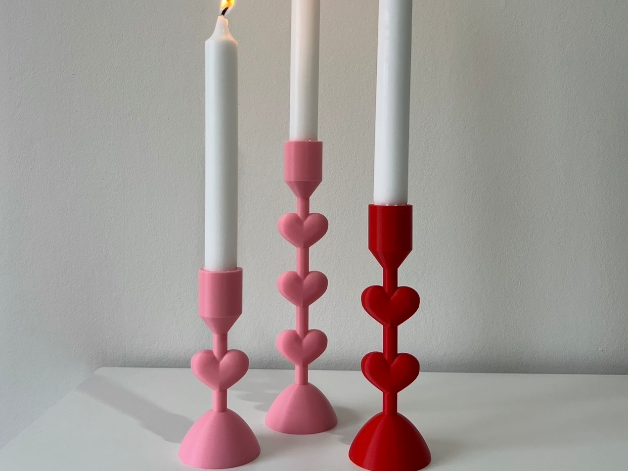 Heart Candlestick Holder Set