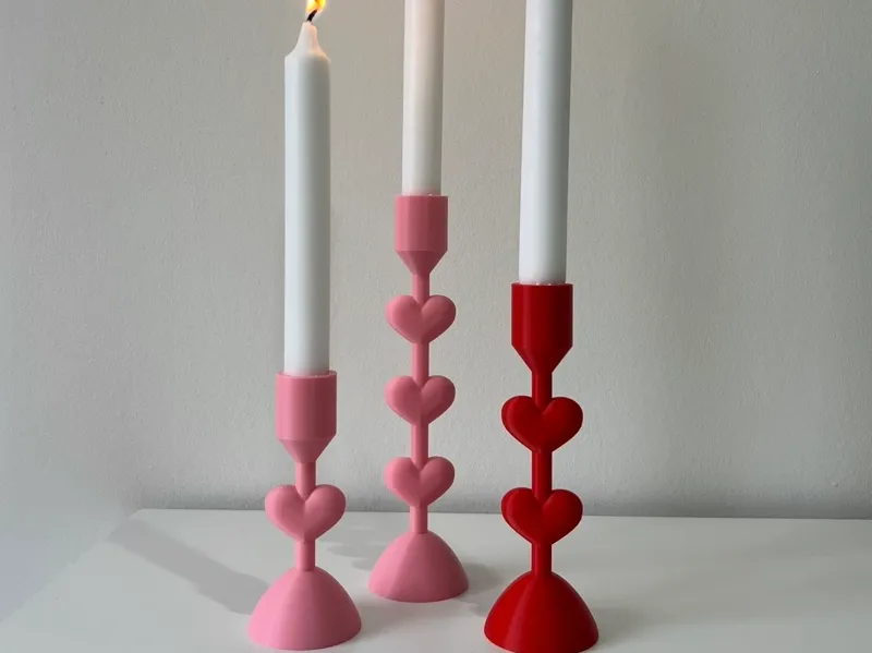 Heart Candlestick Holder Set