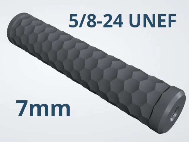High Power Moderator Hexagon 7mm (5/8-24 UNEF)