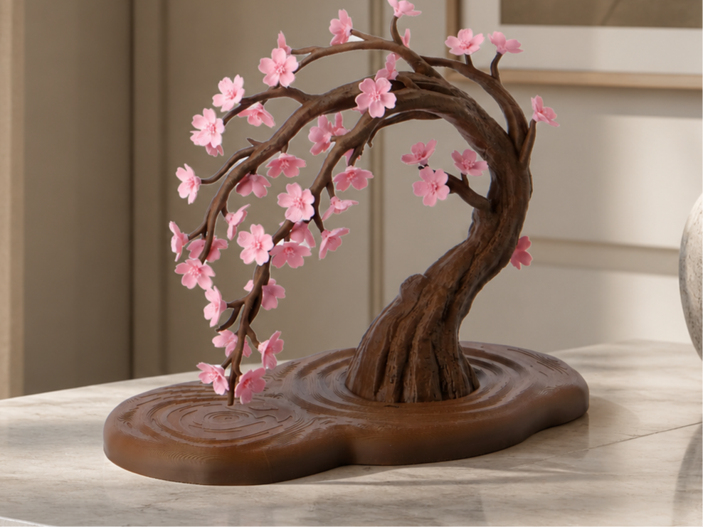 Sakura Cascade Sculpture - Cherry Blossom Bonsai
