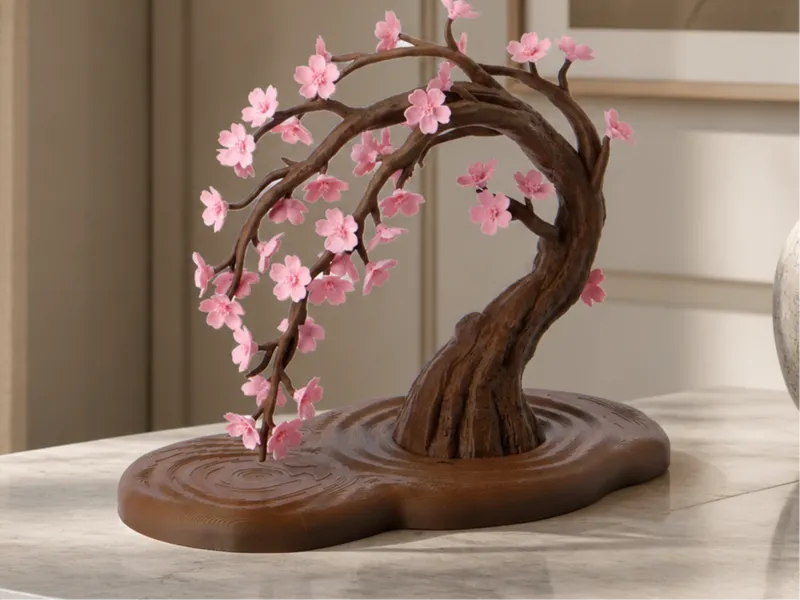 Sakura Cascade Sculpture - Cherry Blossom Bonsai