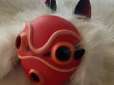 Mononoke San's mask, upper and lower split, requires painting and white fur