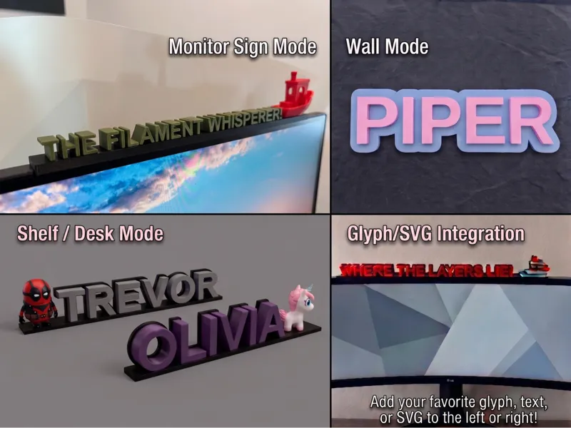 Custom Sign Maker — Monitor, Shelf & Wall Modes