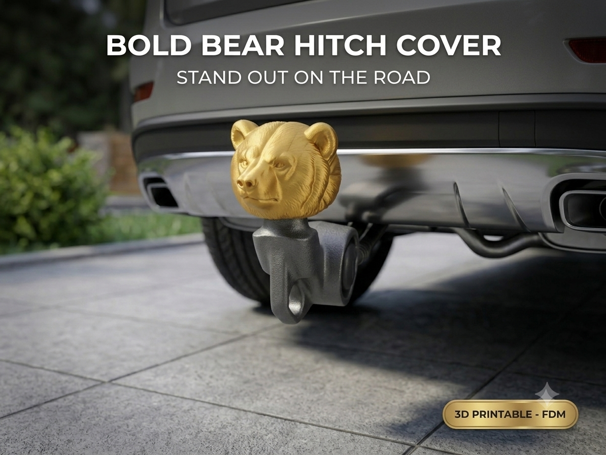 Bold Bear Head Trailer Hitch Cover Tow Cap