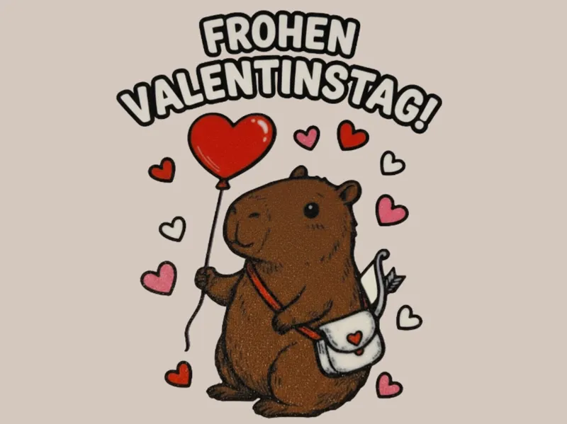 Amor Capybara/Wasserschwein mit Herzluftballon