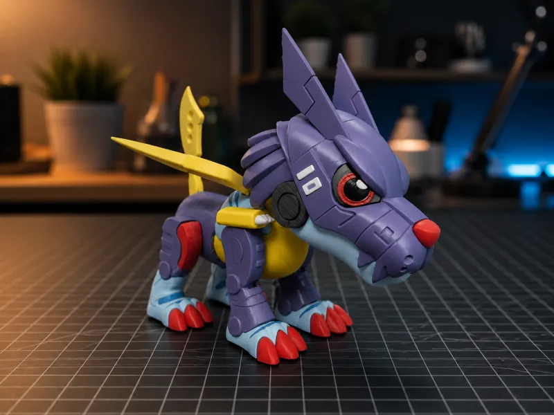 数码宝贝Q版—钢铁加鲁鲁兽(可组装)MetalGarurumon Digimon