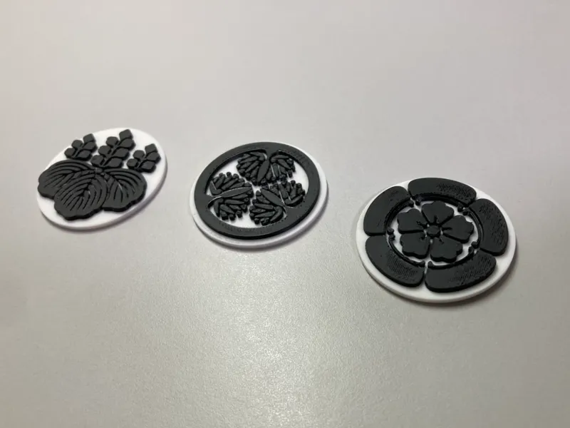 戦国三英傑の家紋コイン　　　Samurai clan crest coin