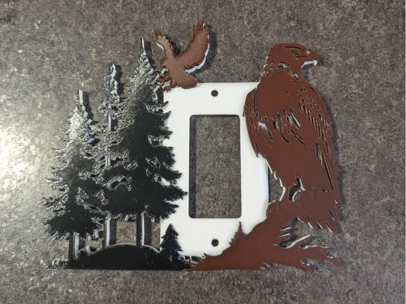 Perched Eagle wide light switch cover