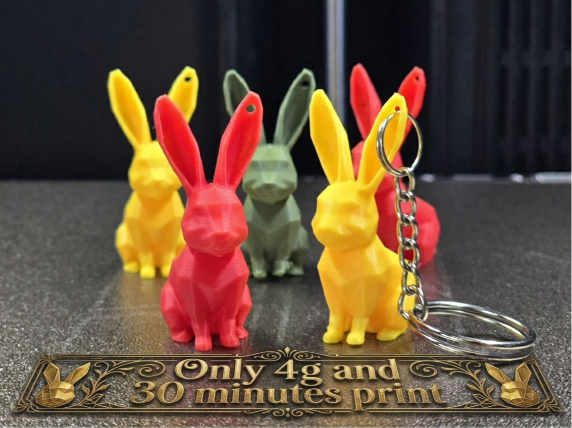 Low-Poly Pocket Bunny Keychain