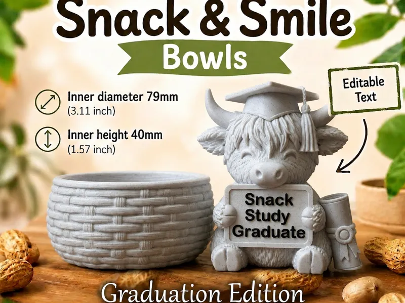 Highland Cow Graduation Snack & Smile Bowl