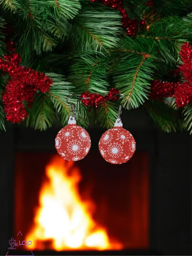Red Christmas Ball earrings