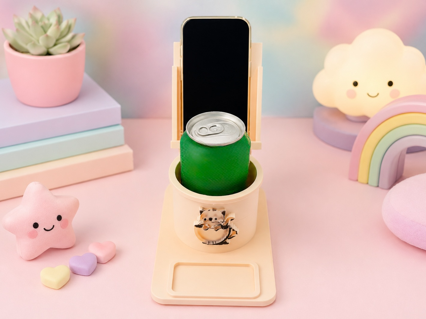 Cat Phone & Cup Desk Holder Set