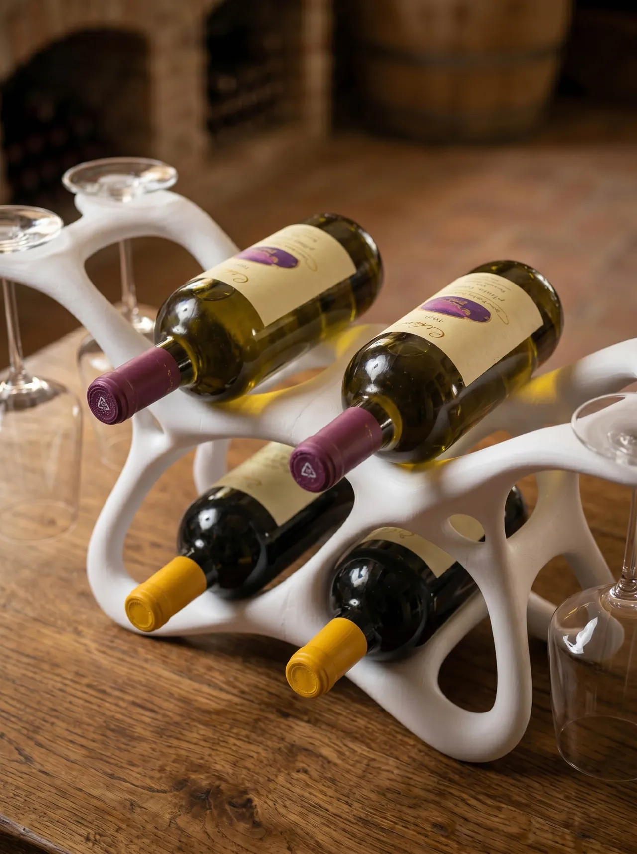 Organic Wine & Glass Rack - 4 Bottle Stand view 4