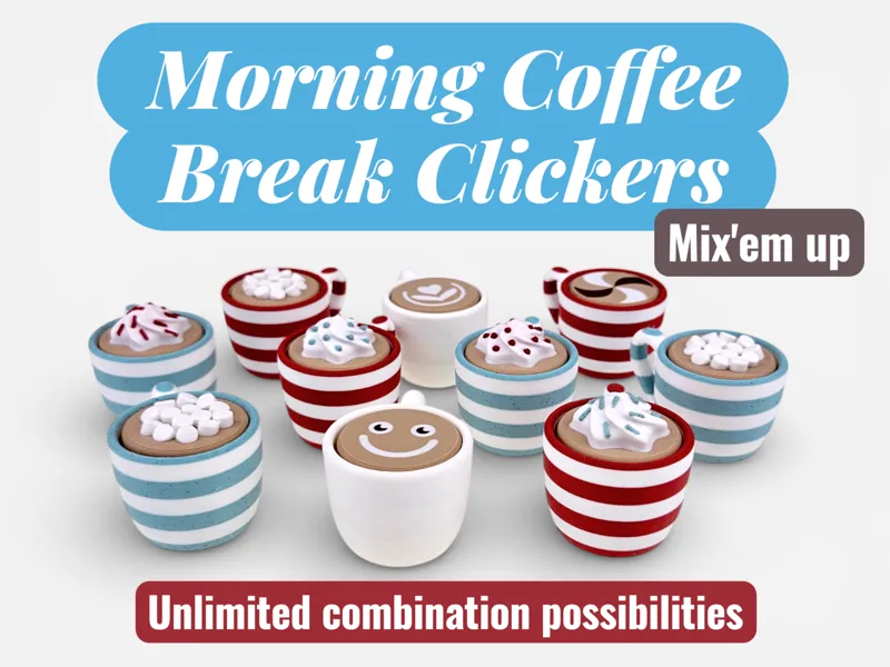 Coffee Mugs Clickers - adorable fidget toy 